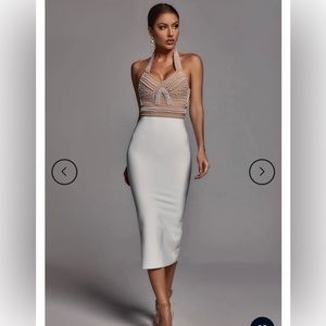 Pearl white beige dress